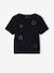 Cropped short-sleeved T-shirt for girls black+ink blue 