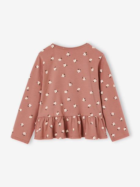 Long-sleeved blouse for girls dusky pink+taupe 