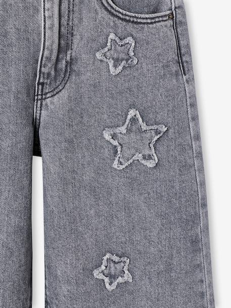 Girl's wide-leg star jeans denim grey+light blue 
