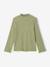 Long-sleeved roll-neck top for girls ecru+green 