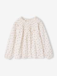 -Girl's blouse with smocked sleeves