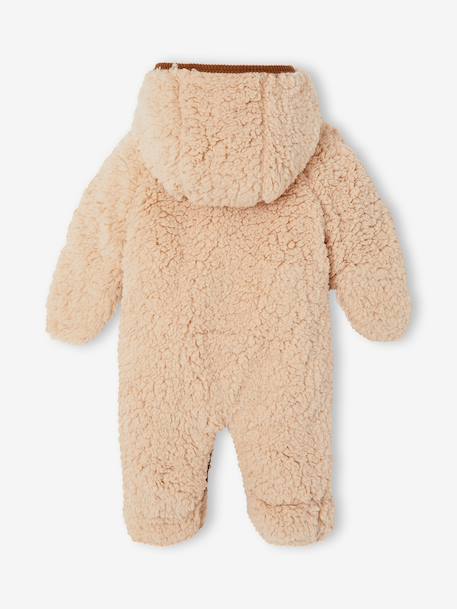Newborn pramsuit with hood sandy beige 
