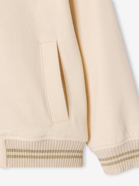 Varsity-Style Fleece Jacket for Girls beige+marl grey+navy blue 
