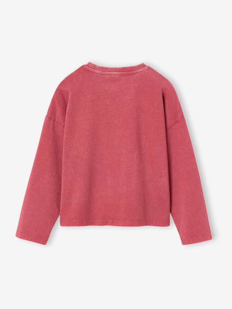 Long-sleeved T-shirt for girls chambray blue+old rose 