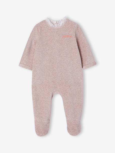 Pack of 2 baby sleepsuits with popper back opening for baby marl beige 