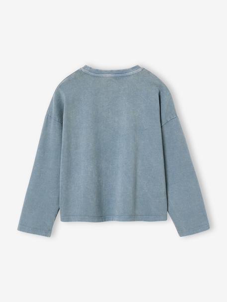 Long-sleeved T-shirt for girls chambray blue+old rose 