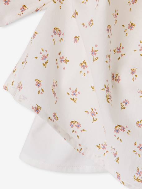 Girl's blouse with smocked sleeves ivory+pale pink+sage green+vanilla 