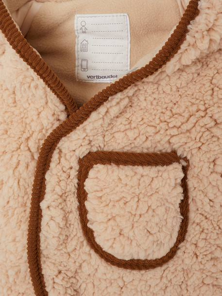 Newborn pramsuit with hood sandy beige 
