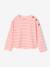Striped long-sleeved T-shirt for girls mauve+navy blue+sweet pink 