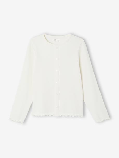 Long-sleeved T-shirt for girls ecru+mauve+taupe 