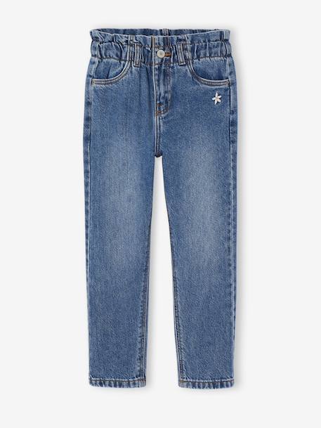 Paperbag trousers for girls deep blue+medium blue 