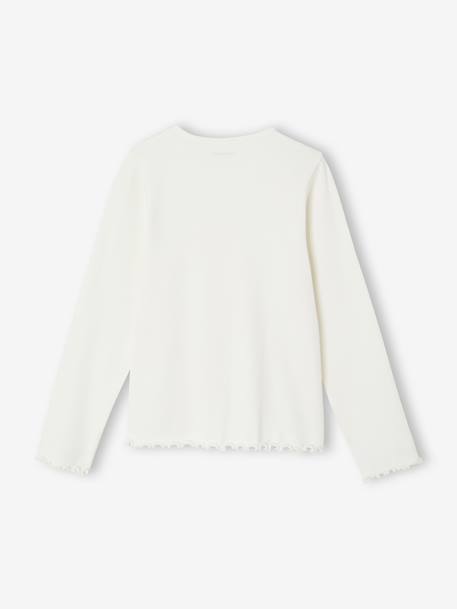 Long-sleeved T-shirt for girls ecru+mauve+taupe 
