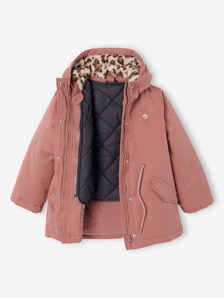 3-in-1 detachable parka for girls blush+navy blue 