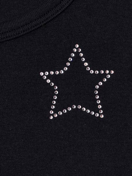 Cropped short-sleeved T-shirt for girls black+ink blue 