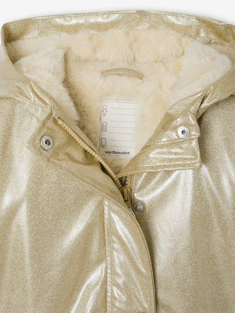 Glittered waxed coat for girls gold 