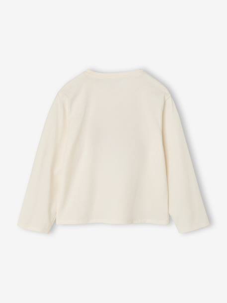 Long-sleeved T-shirt for girls ecru+rosy 