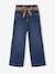 Wide-leg paperbag jeans for girls deep blue+medium blue 