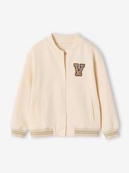Girls-Cardigans, Jumpers & Sweatshirts-Varsity-Style Fleece Jacket for Girls