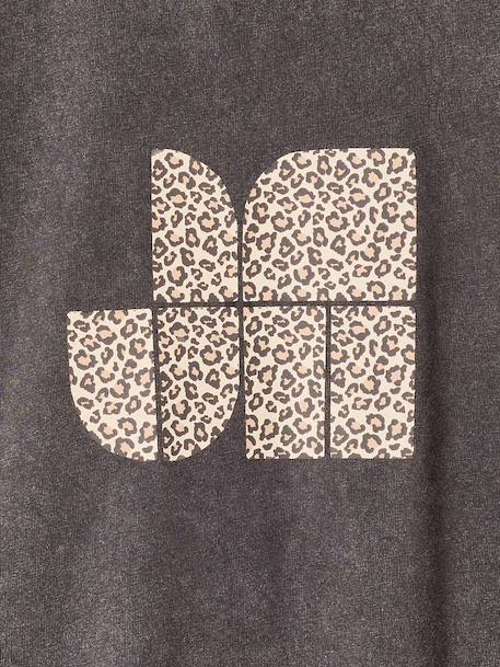 Short-sleeved T-shirt for girls anthracite+ecru 