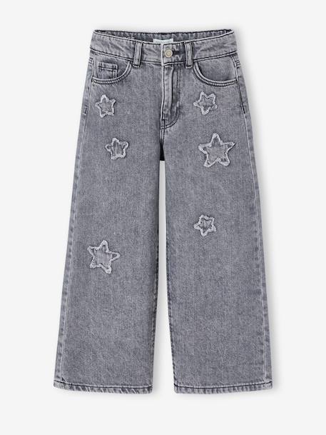 Girl's wide-leg star jeans denim grey+light blue 