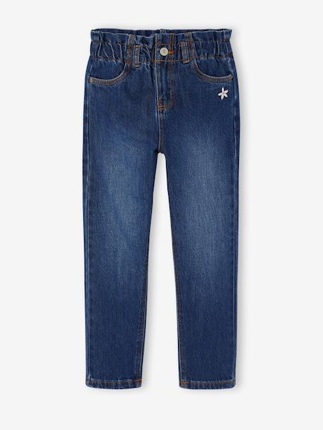 Paperbag trousers for girls deep blue+medium blue 