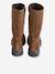 Leather zip-up boots for girls brown 