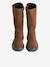 Leather zip-up boots for girls brown 