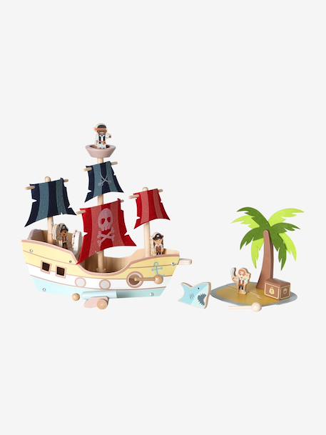 FSC®100% wooden pirate ship red 