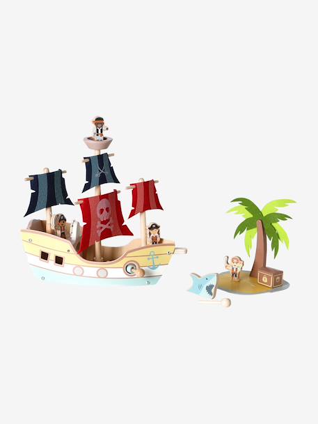 FSC®100% wooden pirate ship red 