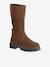 Leather zip-up boots for girls brown 