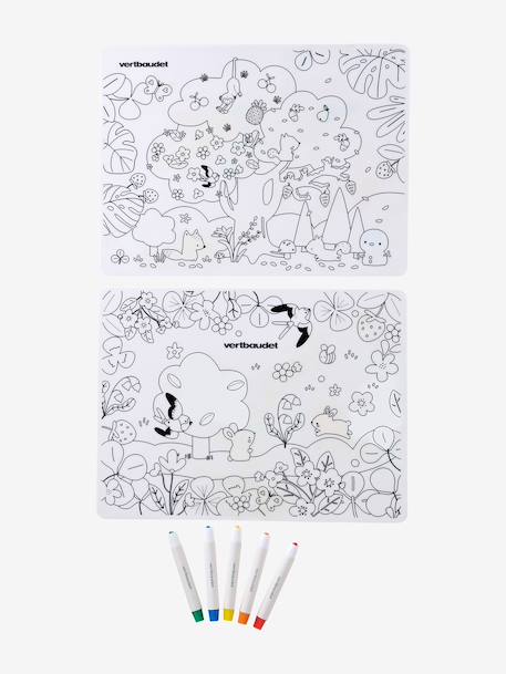 Colouring mat set + felt-tip pens white 