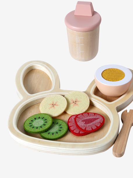FSC®100% wooden doll mealtime set rose 