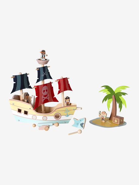 FSC®100% wooden pirate ship red 