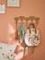 Rattan hearts wall rack with 5 hooks wood 