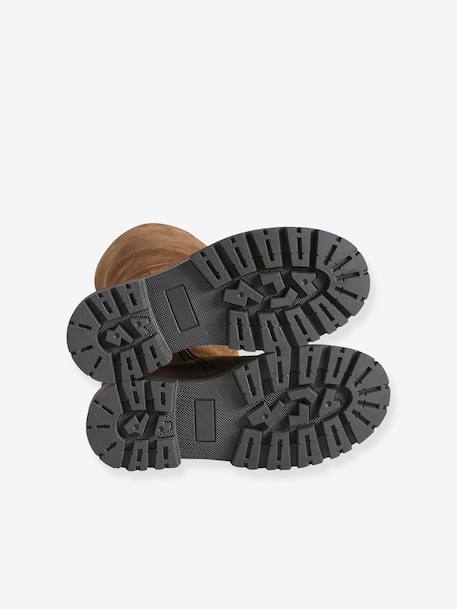 Leather zip-up boots for girls brown 