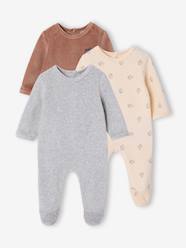 -Pack of 3 baby sleepsuits with back opening