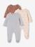 Pack of 3 baby sleepsuits with back opening marl beige+marl grey+sage green 