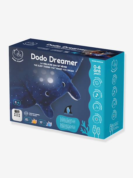 Stingray night light soft toy by Dodo Dreamer blue 