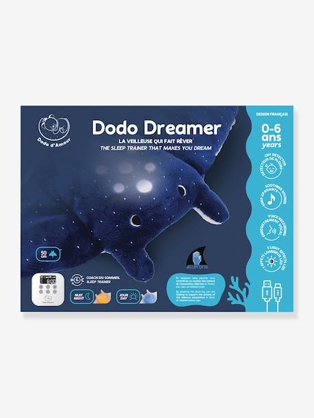 Stingray night light soft toy by Dodo Dreamer blue 