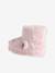 Faux fur high-top slippers for children printed beige+rose 