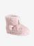 Faux fur high-top slippers for children printed beige+rose 