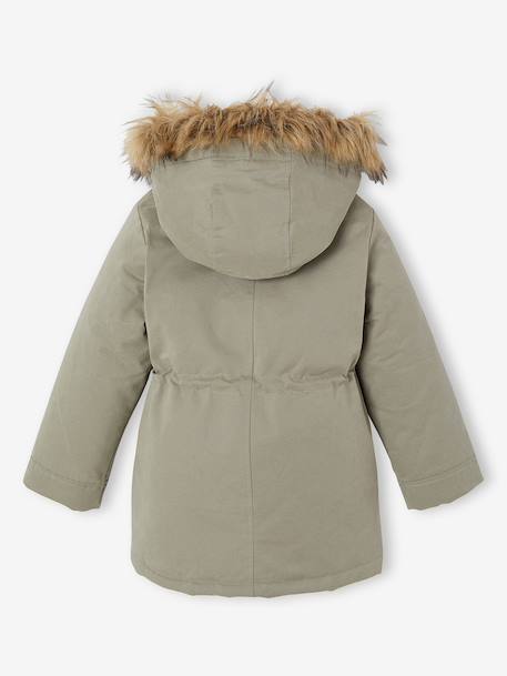 3-in-1 Parka with Hood for Girls black+GREEN DARK SOLID+grey green+khaki+PURPLE MEDIUM SOLID+sage 