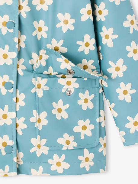 Printed hooded raincoat for girls green+multicoloured+navy blue+vanilla 