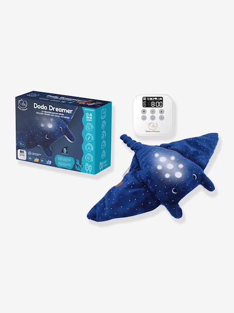 Stingray night light soft toy by Dodo Dreamer blue 