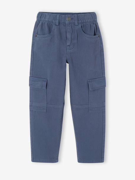 Cargo trousers for boys denim blue+olive 