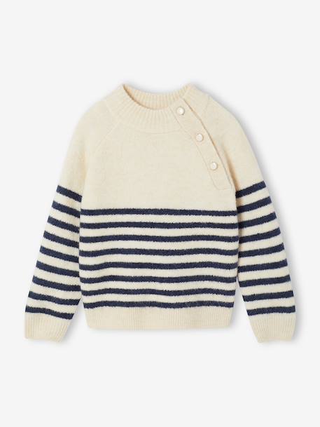 Jumper for girls ecru+navy blue 