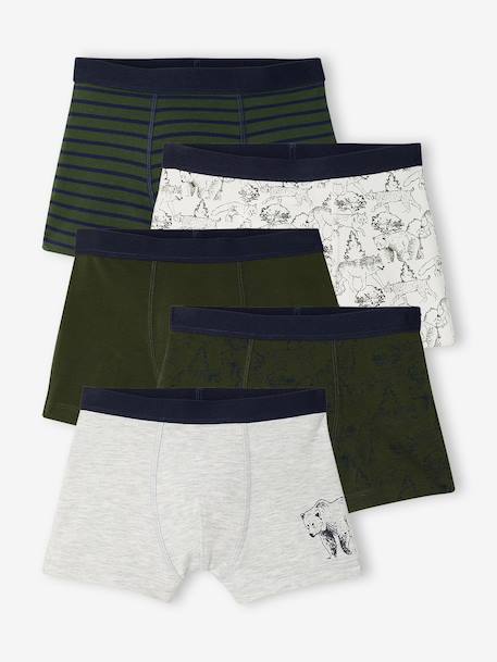 Pack of 5 boxers for boys khaki 