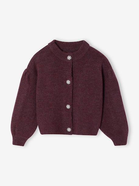 Cardigan with jewel buttons for girls plum 