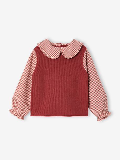 2-in-1 jumper for girls lilac+navy blue+tomato red 
