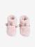 Faux fur high-top slippers for children printed beige+rose 